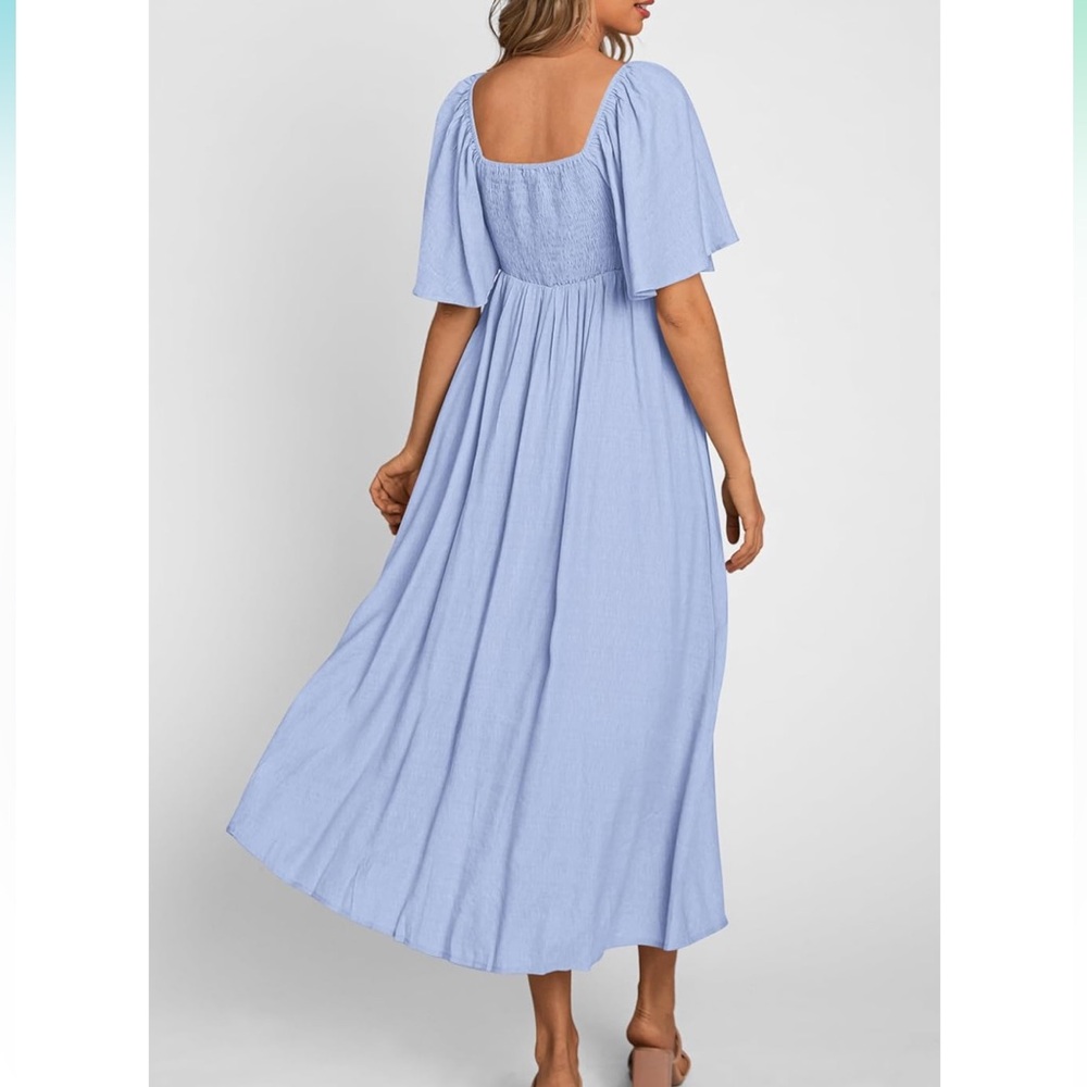 SOLD🤍FINAL Sale 🤍pretty GARDEN casual short sleeve neck ruffle flowy dress 🌷 - Picture 4 of 16